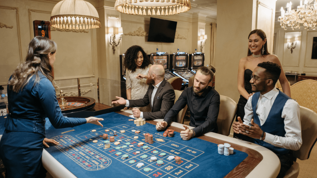 a people playing casino roulette